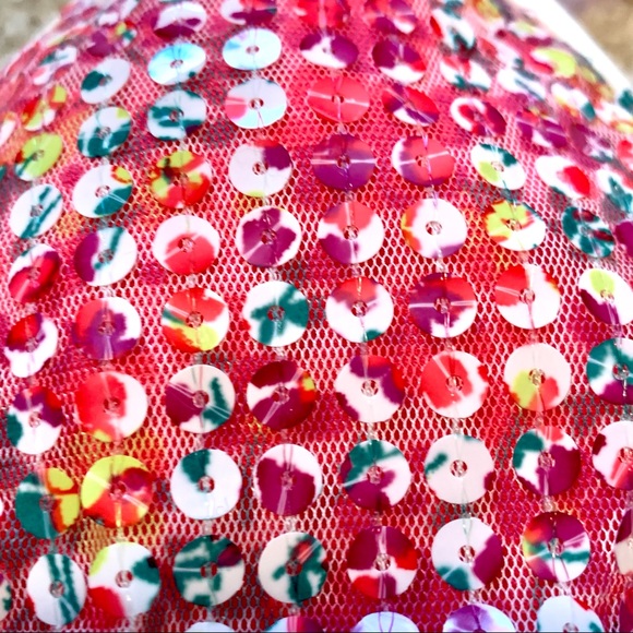 XHILARATION Pink Sequin Triangle Bikini Top—SZ. M - Picture 9 of 12